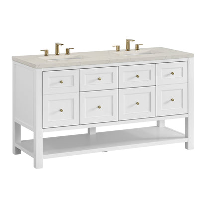 James Martin - Breckenridge 60" Double Vanity, Bright White, w/ 3 CM Siberian Silestone Top - 330-V60D-BW-3SFR view 10