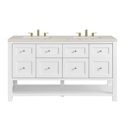 James Martin - Breckenridge 60" Double Vanity, Bright White, w/ 3 CM Siberian Silestone Top w/FreePower Wireless Charger - 330-V60D-BW-FSFR view 1