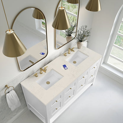 James Martin - Breckenridge 60" Double Vanity, Bright White, w/ 3 CM Siberian Silestone Top w/FreePower Wireless Charger - 330-V60D-BW-FSFR view 7