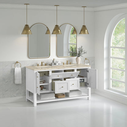 James Martin - Breckenridge 60" Double Vanity, Bright White, w/ 3 CM Tajnar Eclos Top - 330-V60D-BW-3TJR view 5