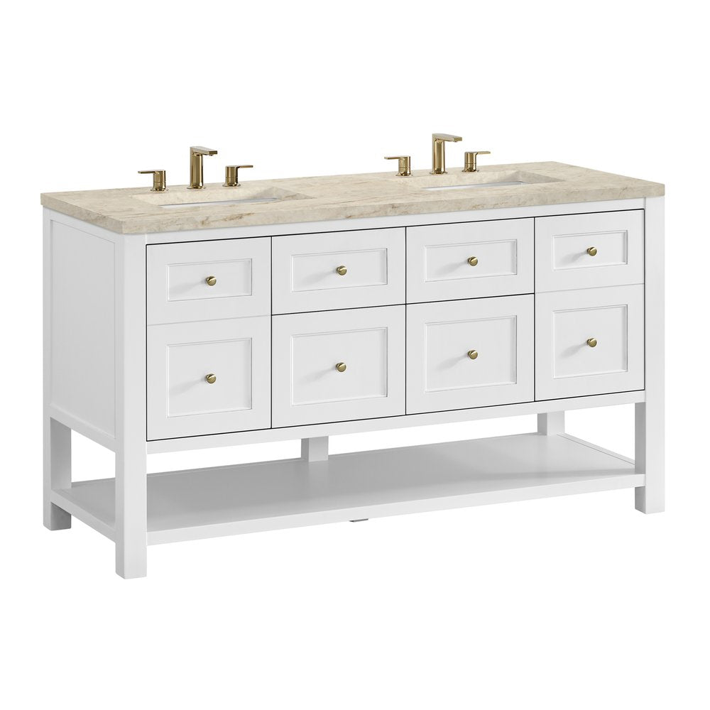 James Martin - Breckenridge 60" Double Vanity, Bright White, w/ 3 CM Tajnar Eclos Top - 330-V60D-BW-3TJR view 10