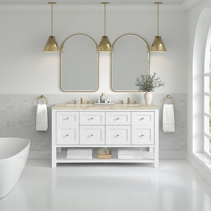 James Martin - Breckenridge 60" Double Vanity, Bright White, w/ 3 CM Tajnar Eclos Top w/FreePower Wireless Charger - 330-V60D-BW-FTJR view 3