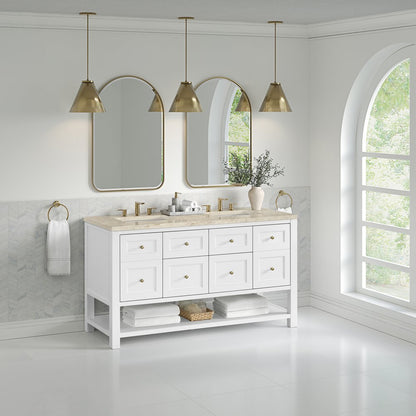 James Martin - Breckenridge 60" Double Vanity, Bright White, w/ 3 CM Tajnar Eclos Top w/FreePower Wireless Charger - 330-V60D-BW-FTJR view 4