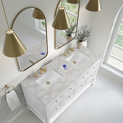 James Martin - Breckenridge 60" Double Vanity, Bright White, w/ 3 CM Victorian Silver Quartz Top w/FreePower Wireless Charger - 330-V60D-BW-FVSL view 8