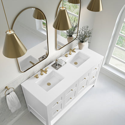 James Martin - Breckenridge 60" Double Vanity, Bright White, w/ 3 CM White Zeus Quartz Top - 330-V60D-BW-3WZ view 7
