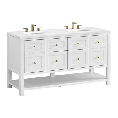 James Martin - Breckenridge 60" Double Vanity, Bright White, w/ 3 CM White Zeus Quartz Top - 330-V60D-BW-3WZ view 10