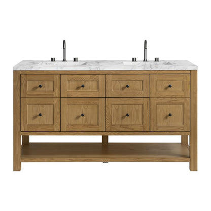 James Martin - Breckenridge 60" Double Vanity, Light Natural Oak, w/ 3 CM Carrara Marble Top - 330-V60D-LNO-3CAR view 1