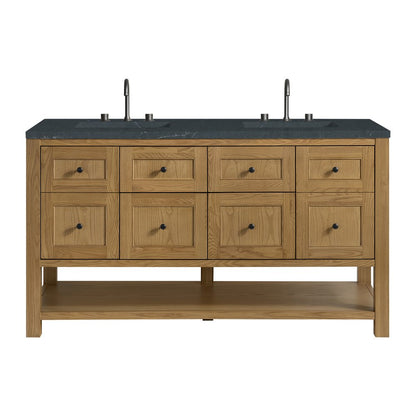 James Martin - Breckenridge 60" Double Vanity, Light Natural Oak, w/ 3 CM Charcoal Soapstone Quartz Top - 330-V60D-LNO-3CSP view 1