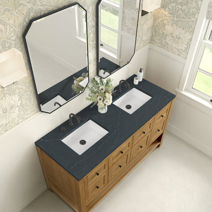 James Martin - Breckenridge 60" Double Vanity, Light Natural Oak, w/ 3 CM Charcoal Soapstone Quartz Top - 330-V60D-LNO-3CSP view 7