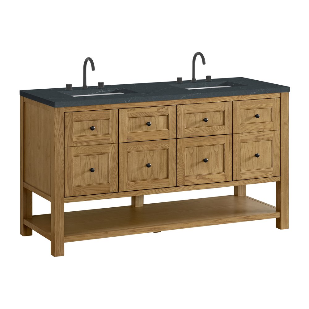 James Martin - Breckenridge 60" Double Vanity, Light Natural Oak, w/ 3 CM Charcoal Soapstone Quartz Top - 330-V60D-LNO-3CSP view 10