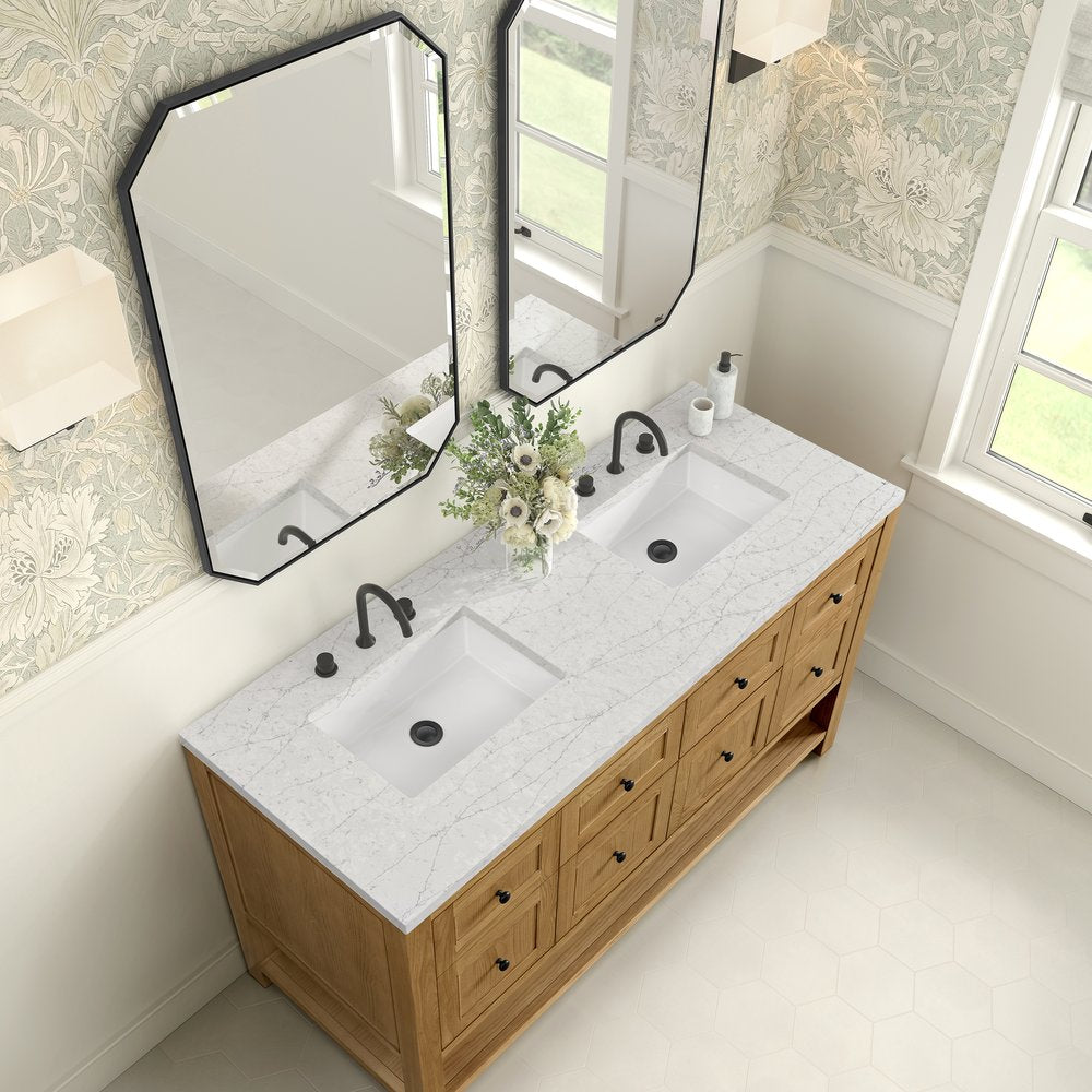 James Martin - Breckenridge 60" Double Vanity, Light Natural Oak, w/ 3 CM Eternal Jasmine Pearl Quartz Top - 330-V60D-LNO-3EJP view 7
