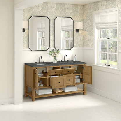 James Martin - Breckenridge 60" Double Vanity, Light Natural Oak, w/ 3 CM Parisien Bleu Quartz Top - 330-V60D-LNO-3PBL view 5