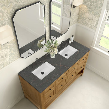 James Martin - Breckenridge 60" Double Vanity, Light Natural Oak, w/ 3 CM Parisien Bleu Quartz Top - 330-V60D-LNO-3PBL view 7