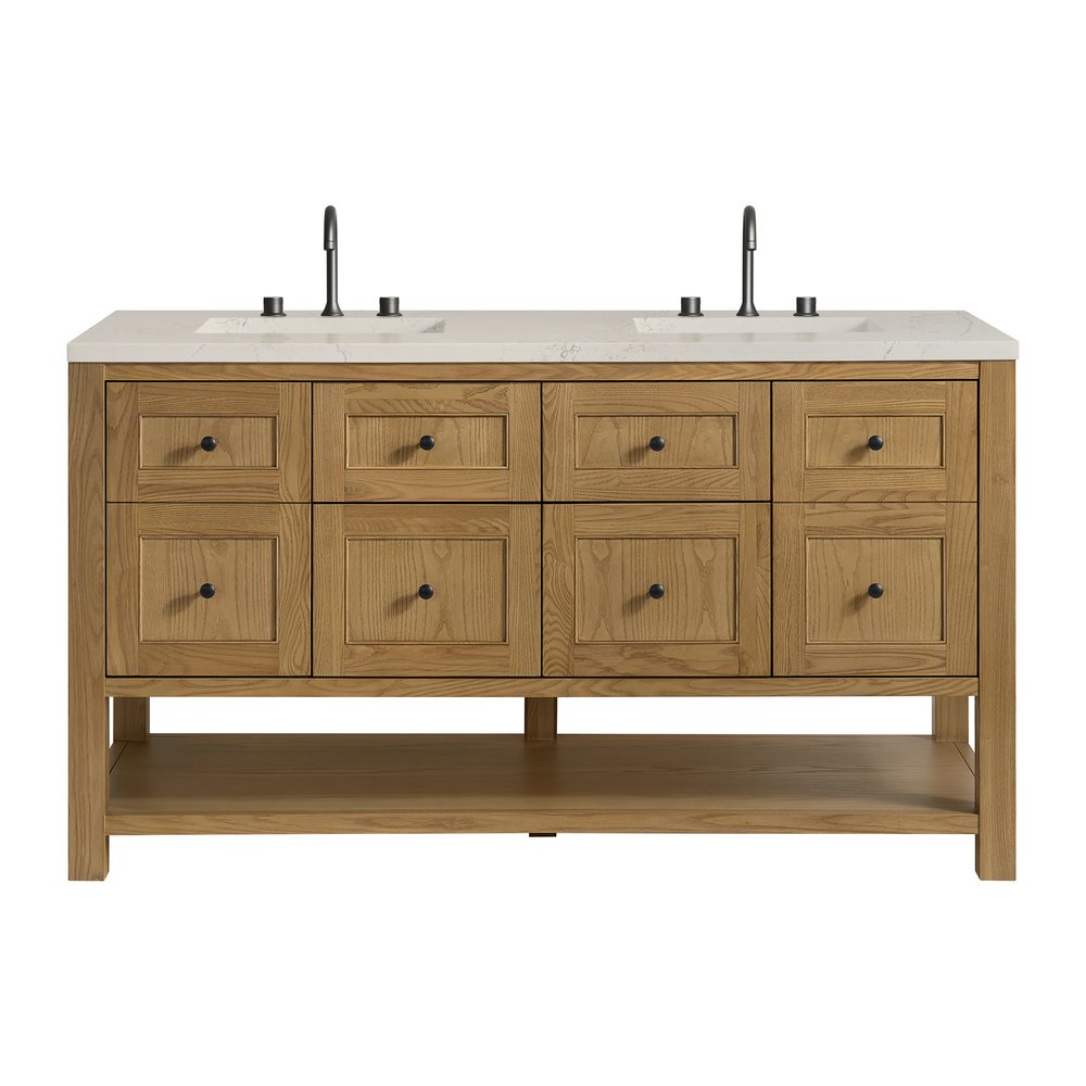 James Martin - Breckenridge 60" Double Vanity, Light Natural Oak, w/ 3 CM Siberian Silestone Top - 330-V60D-LNO-3SFR view 1