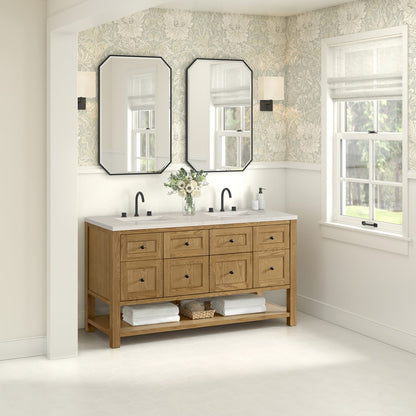 James Martin - Breckenridge 60" Double Vanity, Light Natural Oak, w/ 3 CM Siberian Silestone Top - 330-V60D-LNO-3SFR view 4