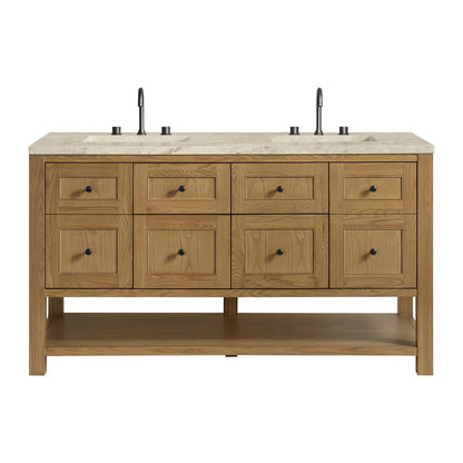 James Martin - Breckenridge 60" Double Vanity, Light Natural Oak, w/ 3 CM Tajnar Eclos Top w/FreePower Wireless Charger - 330-V60D-LNO-FTJR view 1