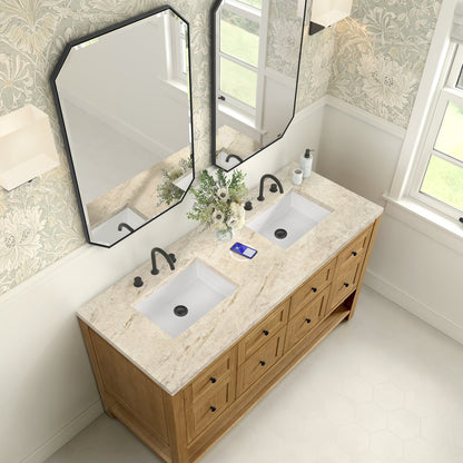 James Martin - Breckenridge 60" Double Vanity, Light Natural Oak, w/ 3 CM Tajnar Eclos Top w/FreePower Wireless Charger - 330-V60D-LNO-FTJR view 7