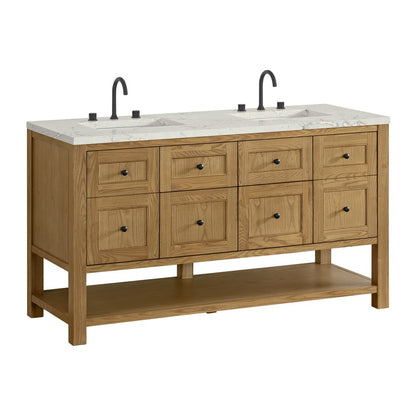 James Martin - Breckenridge 60" Double Vanity, Light Natural Oak, w/ 3 CM Victorian Silver Quartz Top - 330-V60D-LNO-3VSL view 10