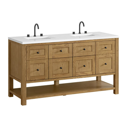 James Martin - Breckenridge 60" Double Vanity, Light Natural Oak, w/ 3 CM White Zeus Quartz Top - 330-V60D-LNO-3WZ view 10