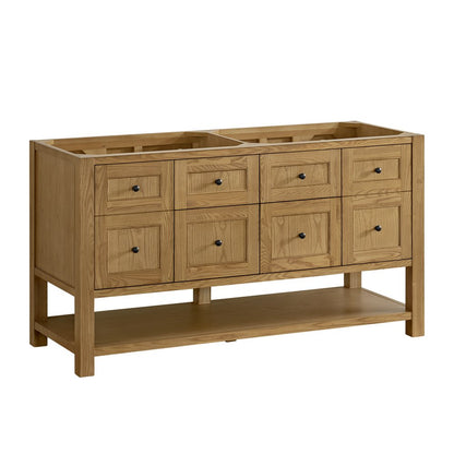 James Martin - Breckenridge 60" Double Vanity, Light Natural Oak, w/ Single Hole 3 CM White Zeus Quartz Top & Backsplash - 330-V60D-LNO-1WZ view 2