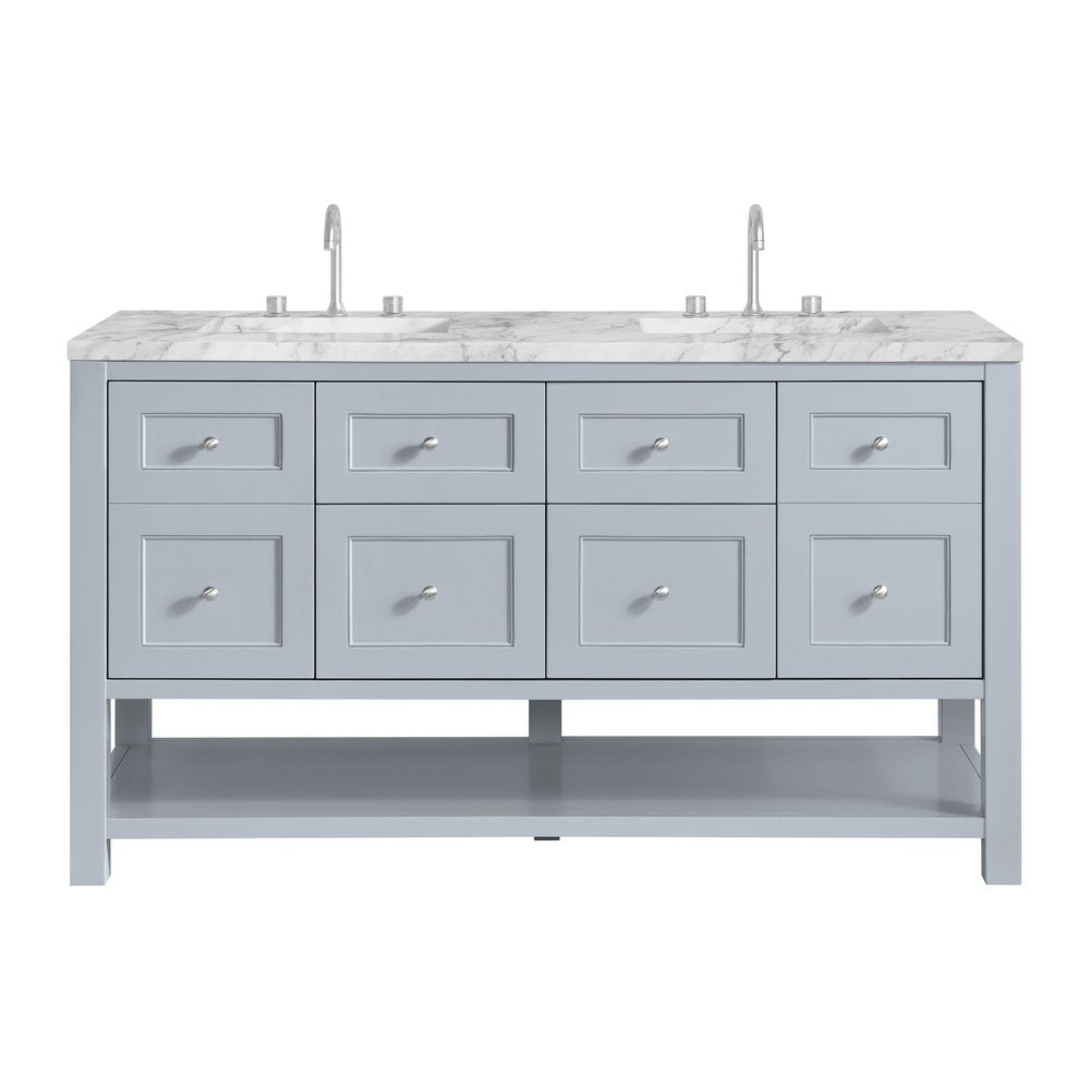 James Martin - Breckenridge 60" Double Vanity, Serenity Blue, w/ 3 CM Carrara Marble Top - 330-V60D-SRB-3CAR view 1