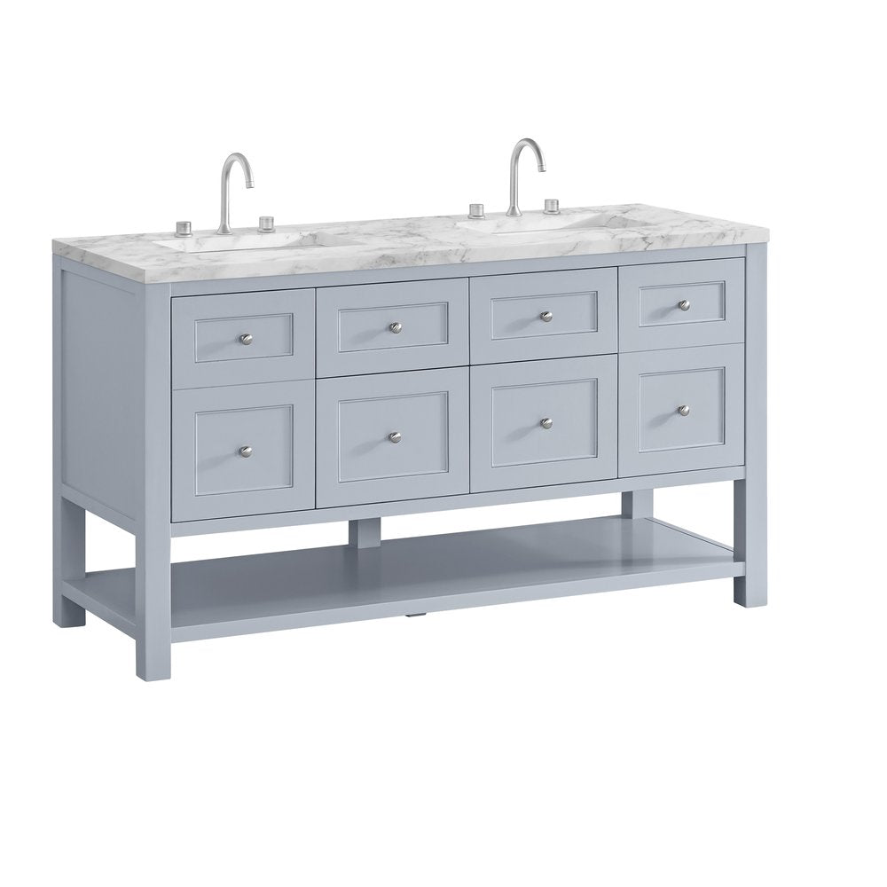 James Martin - Breckenridge 60" Double Vanity, Serenity Blue, w/ 3 CM Carrara Marble Top - 330-V60D-SRB-3CAR view 10