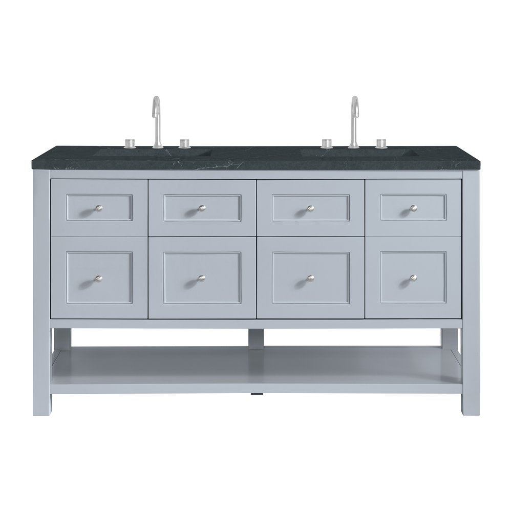 James Martin - Breckenridge 60" Double Vanity, Serenity Blue, w/ 3 CM Charcoal Soapstone Quartz Top - 330-V60D-SRB-3CSP view 1