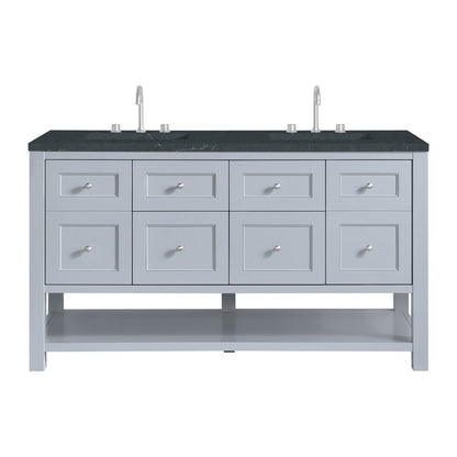James Martin - Breckenridge 60" Double Vanity, Serenity Blue, w/ 3 CM Charcoal Soapstone Quartz Top - 330-V60D-SRB-3CSP view 1
