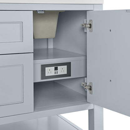 James Martin - Breckenridge 60" Double Vanity, Serenity Blue, w/ 3 CM Charcoal Soapstone Quartz Top - 330-V60D-SRB-3CSP view 12