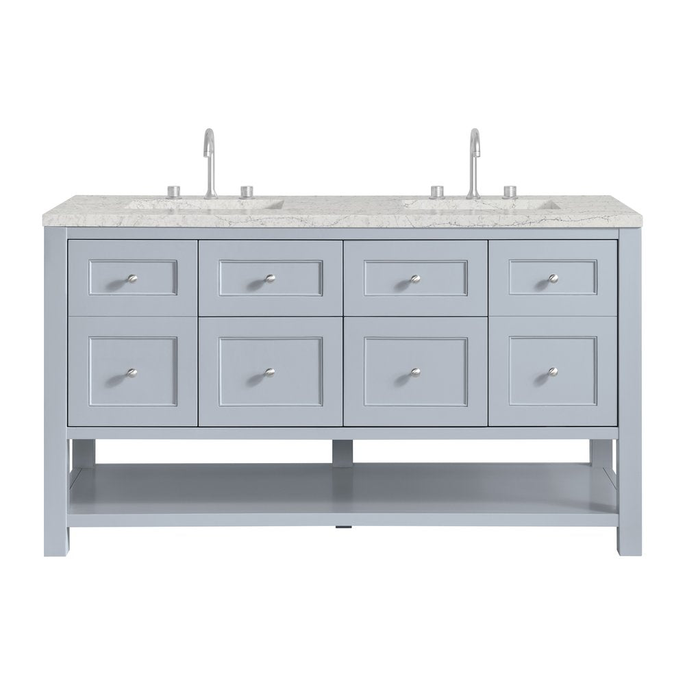 James Martin - Breckenridge 60" Double Vanity, Serenity Blue, w/ 3 CM Eternal Jasmine Pearl Quartz Top - 330-V60D-SRB-3EJP view 1