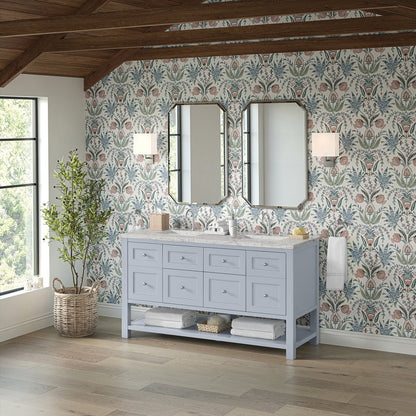 James Martin - Breckenridge 60" Double Vanity, Serenity Blue, w/ 3 CM Eternal Jasmine Pearl Quartz Top w/FreePower Wireless Charger - 330-V60D-SRB-FEJP view 5
