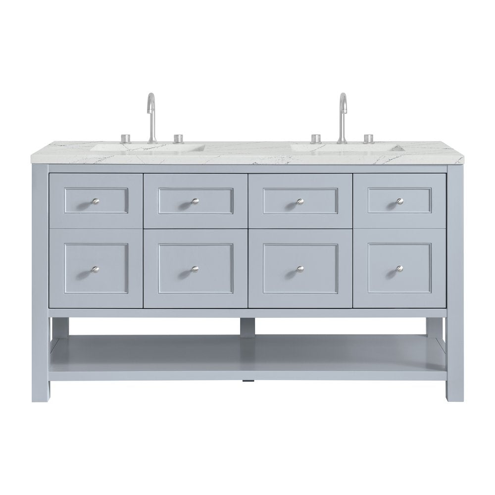 James Martin - Breckenridge 60" Double Vanity, Serenity Blue, w/ 3 CM Ethereal Noctis Quartz Top - 330-V60D-SRB-3ENC view 1