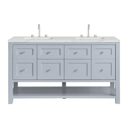 James Martin - Breckenridge 60" Double Vanity, Serenity Blue, w/ 3 CM Ethereal Noctis Quartz Top - 330-V60D-SRB-3ENC view 1