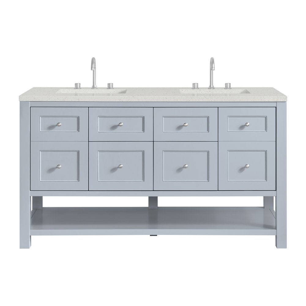 James Martin - Breckenridge 60" Double Vanity, Serenity Blue, w/ 3 CM Lime Delight Quartz Top - 330-V60D-SRB-3LDL view 1