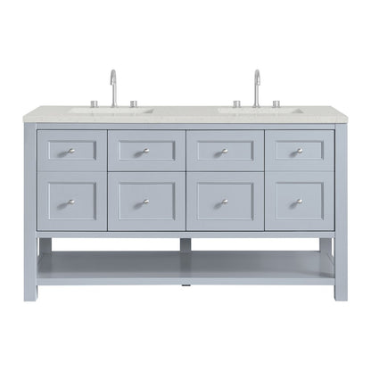 James Martin - Breckenridge 60" Double Vanity, Serenity Blue, w/ 3 CM Lime Delight Quartz Top - 330-V60D-SRB-3LDL view 1