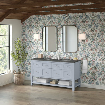 James Martin - Breckenridge 60" Double Vanity, Serenity Blue w/ 3 CM Parisien Bleu Top - 330-V60D-SRB-3PBL view 4