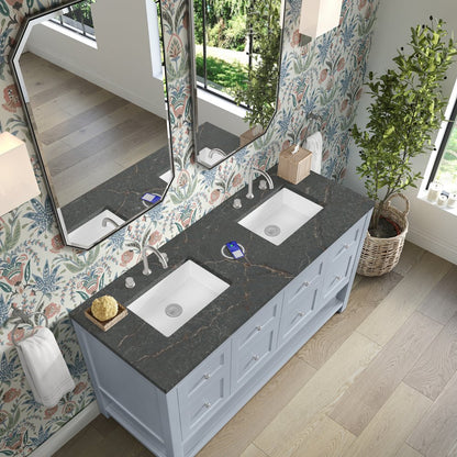 James Martin - Breckenridge 60" Double Vanity, Serenity Blue w/ 3 CM Parisien Bleu Top w/FreePower Wireless Charger - 330-V60D-SRB-FPBL view 8