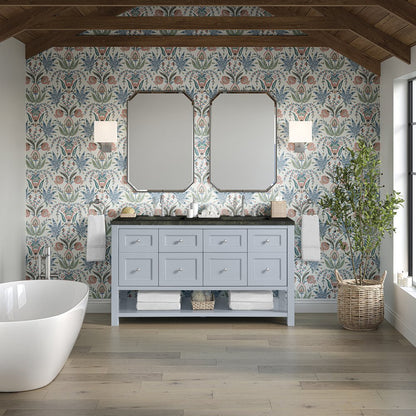 James Martin - Breckenridge 60" Double Vanity, Serenity Blue, w/ 3 CM Phantome Eclos Top - 330-V60D-SRB-3PHT view 3