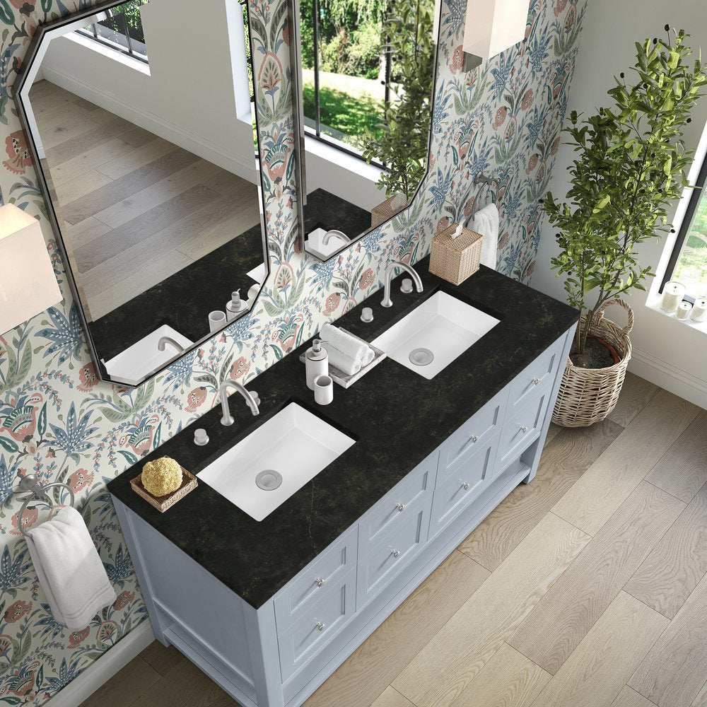 James Martin - Breckenridge 60" Double Vanity, Serenity Blue, w/ 3 CM Phantome Eclos Top - 330-V60D-SRB-3PHT view 7