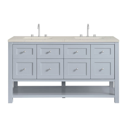 James Martin - Breckenridge 60" Double Vanity, Serenity Blue, w/ 3 CM Siberian Silestone Top - 330-V60D-SRB-3SFR view 1