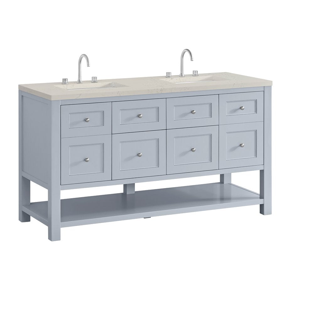 James Martin - Breckenridge 60" Double Vanity, Serenity Blue, w/ 3 CM Siberian Silestone Top - 330-V60D-SRB-3SFR view 10