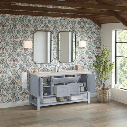 James Martin - Breckenridge 60" Double Vanity, Serenity Blue, w/ 3 CM Siberian Silestone Top w/FreePower Wireless Charger - 330-V60D-SRB-FSFR view 5