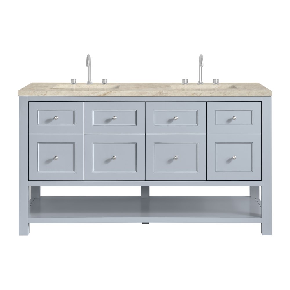 James Martin - Breckenridge 60" Double Vanity, Serenity Blue, w/ 3 CM Tajnar Eclos Top - 330-V60D-SRB-3TJR view 1