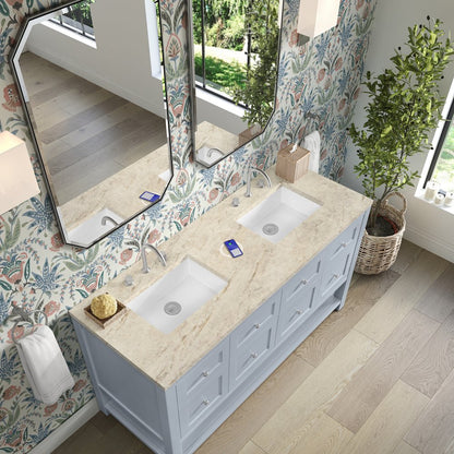 James Martin - Breckenridge 60" Double Vanity, Serenity Blue, w/ 3 CM Tajnar Eclos Top w/FreePower Wireless Charger - 330-V60D-SRB-FTJR view 7