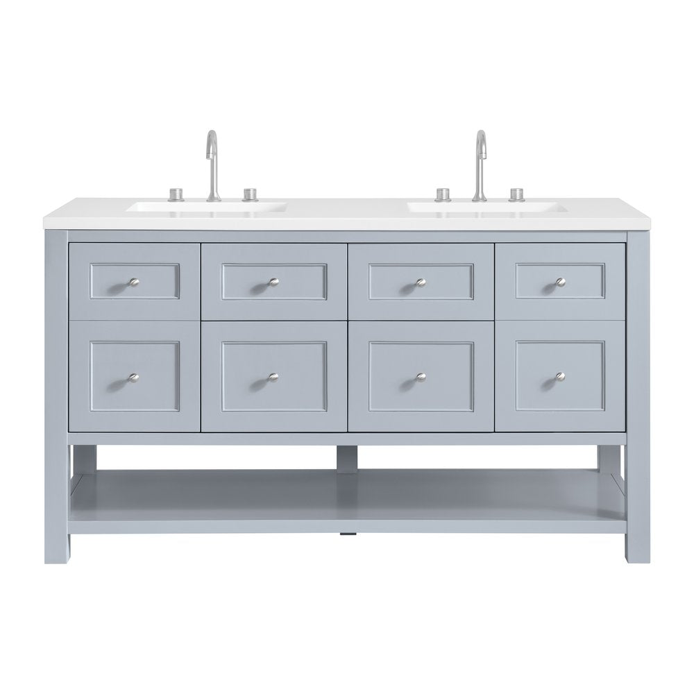 James Martin - Breckenridge 60" Double Vanity, Serenity Blue, w/ 3 CM White Zeus Quartz Top - 330-V60D-SRB-3WZ view 1