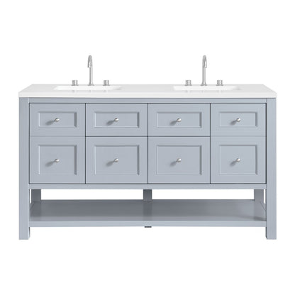 James Martin - Breckenridge 60" Double Vanity, Serenity Blue, w/ 3 CM White Zeus Quartz Top - 330-V60D-SRB-3WZ view 1