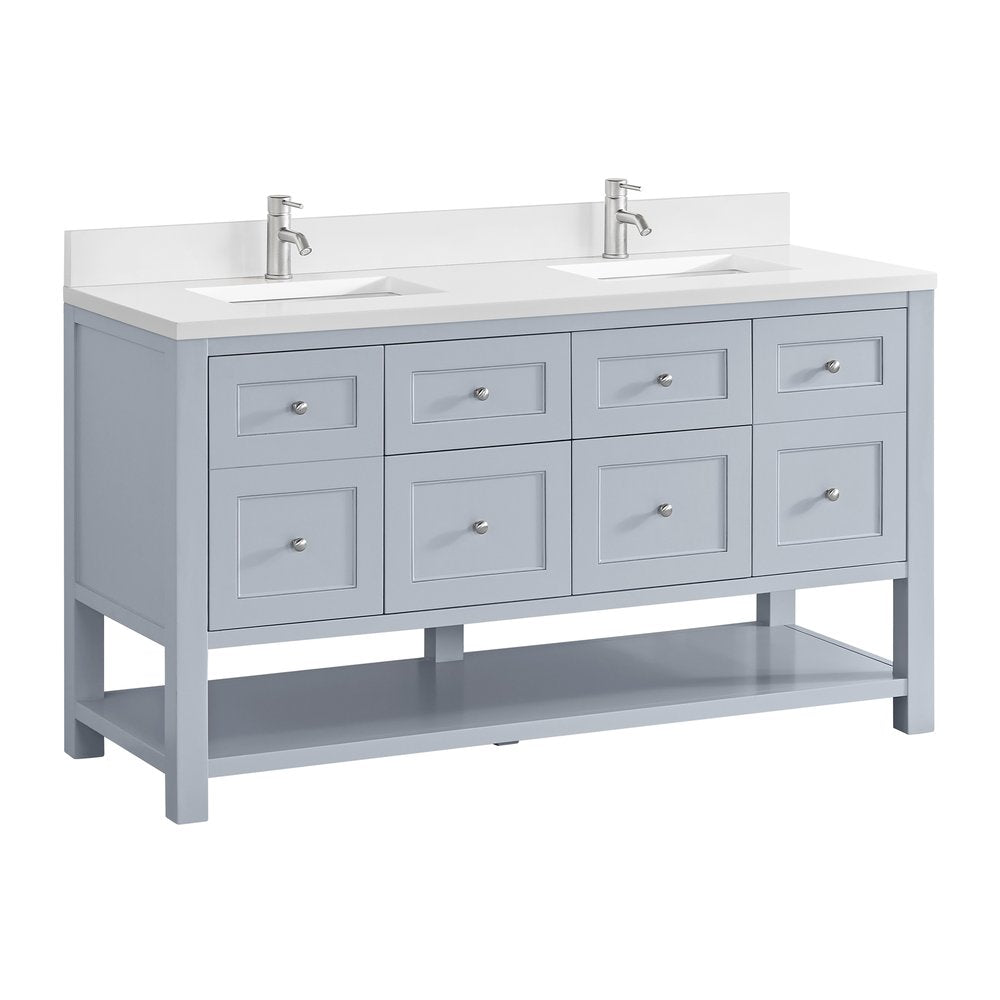 James Martin - Breckenridge 60" Double Vanity, Serenity Blue, w/ Single Hole 3 CM White Zeus Quartz Top & Backsplash - 330-V60D-SRB-1WZ view 10