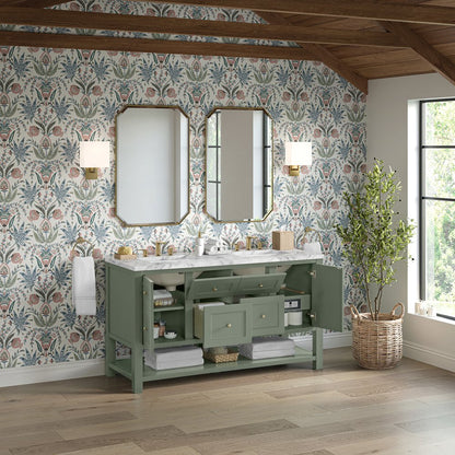 James Martin - Breckenridge 60" Double Vanity, Smokey Celadon, w/ 3 CM Carrara Marble Top - 330-V60D-SC-3CAR view 5