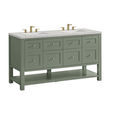 James Martin - Breckenridge 60" Double Vanity, Smokey Celadon, w/ 3 CM Eternal Jasmine Pearl Quartz Top - 330-V60D-SC-3EJP view 10