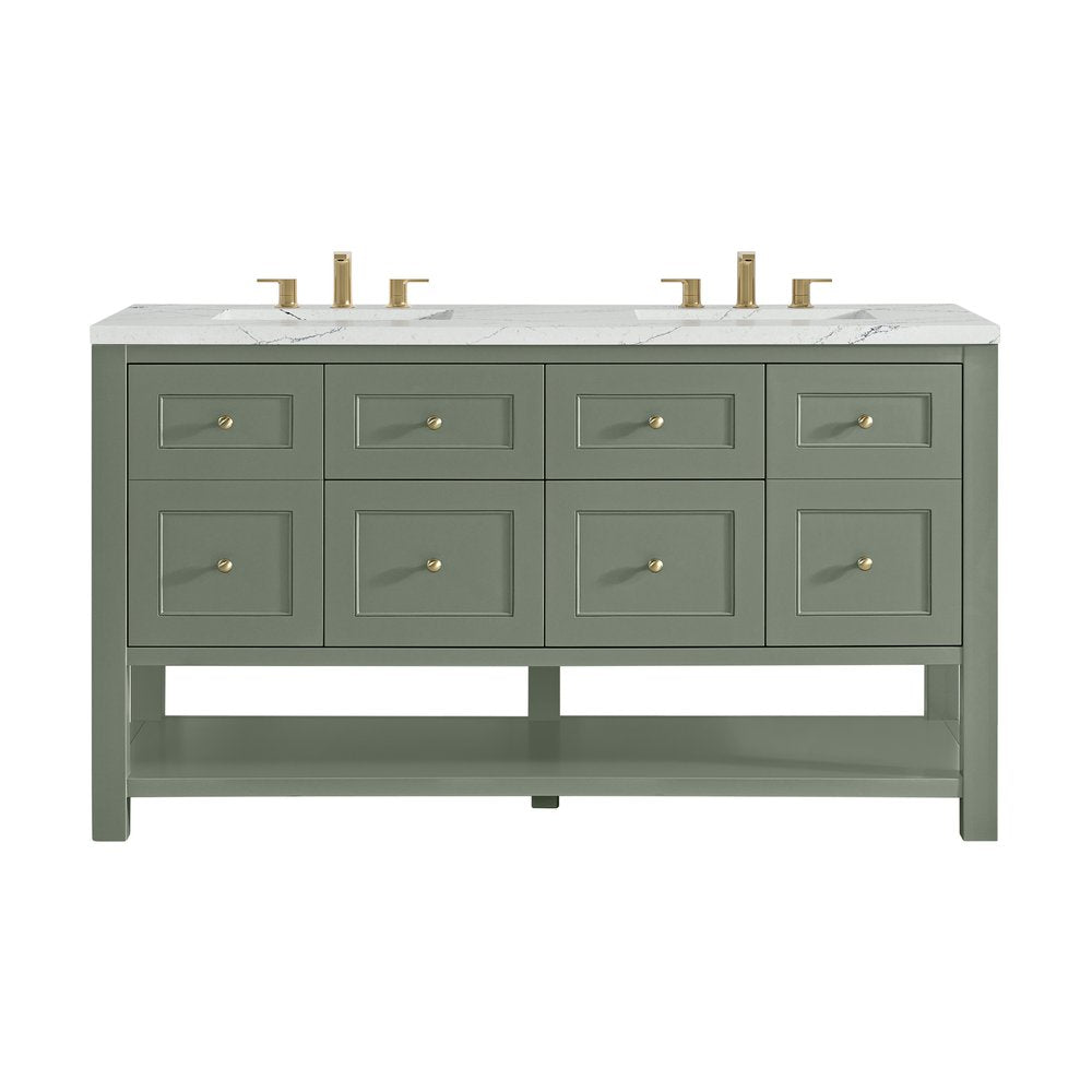 James Martin - Breckenridge 60" Double Vanity, Smokey Celadon, w/ 3 CM Ethereal Noctis Quartz Top - 330-V60D-SC-3ENC view 1